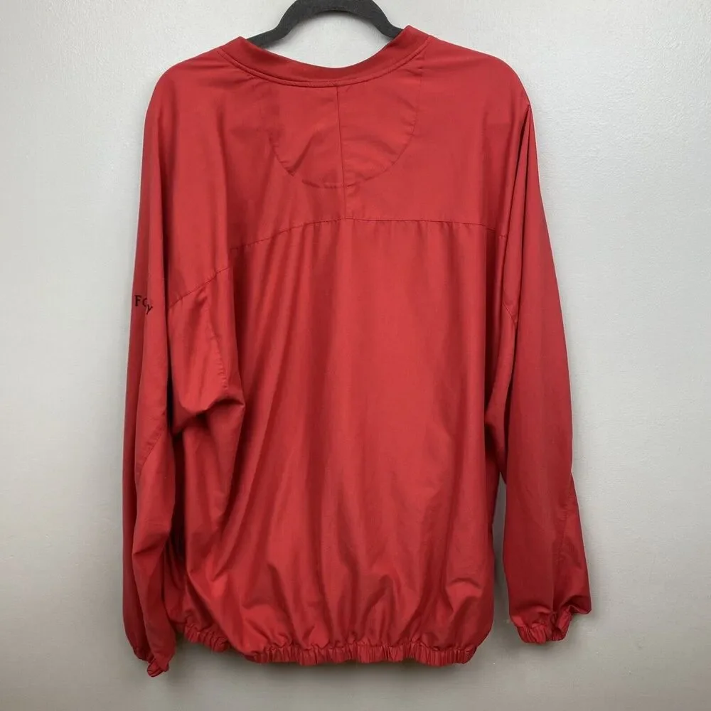 Footjoy windshirt‎ mens xl red long sleeve pullover solid beech hollow V Neck